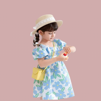 New Sky Flower printed Baby Girls Dress With Beautiful Sleeve, Daily wear Frocks