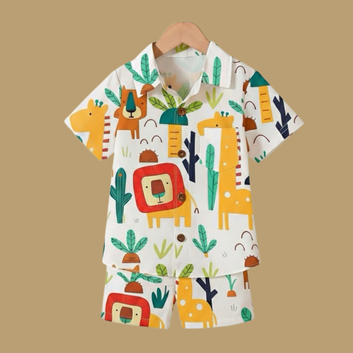 Boys Cotton Rayon Halfsleeves Coord Set with Shirt & Shorts/Boys Vacation wear/boys co ord set/Boys Tropical print Shirt & Shorts set/Boys Clothing Set