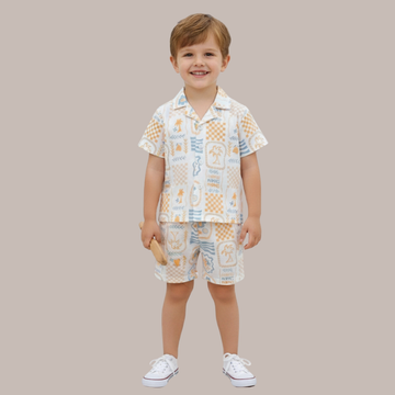 New Cotton Baby Boys Co-ords Set | Half Sleeves Shirt & Shorts Outfit for Kids & Toddlers | Soft Breathable Summer Clothing Set | Casual Wear Dress