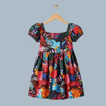 Dark Shade Color full Printed Baby Frock, Light Weight Dress, Trendy Collection