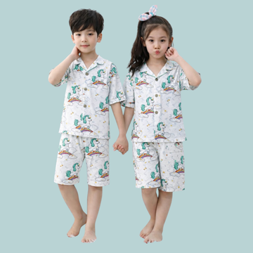 Magical Unicorn & Rainbow Print Kids' 2-Piece Cotton Pajama Set, Night Wear, Daily Wear