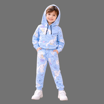 Cartoon Happy Bulldog Kids Hoodie and Jogger Set – Stylish & Comfortable Sportswear for Boys and Girls |