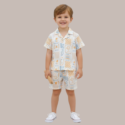 New Cotton Baby Boys Co-ords Set | Half Sleeves Shirt & Shorts Outfit for Kids & Toddlers | Soft Breathable Summer Clothing Set | Casual Wear Dress