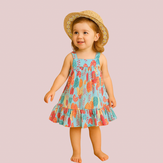 New Stylish Colorfull  printed floral Baby Girls Dress, Daily  wear Frocks